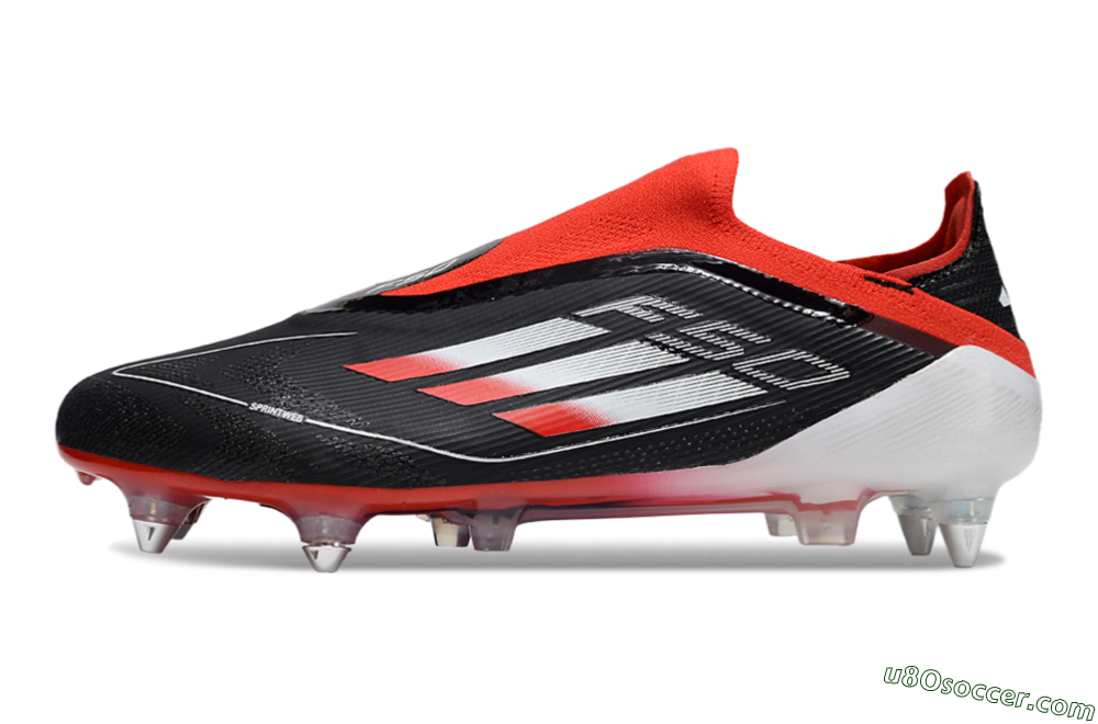 Adidas F50 Elite Laceless SG Soft Ground Soccer Cleats - Black/Red/Silver 2