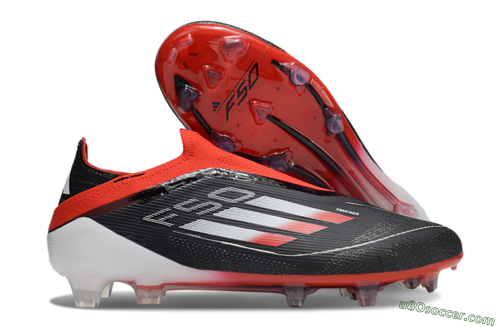 Adidas F50 Elite Laceless FG Firm Ground Soccer Cleats - Black/Red/Silver 1