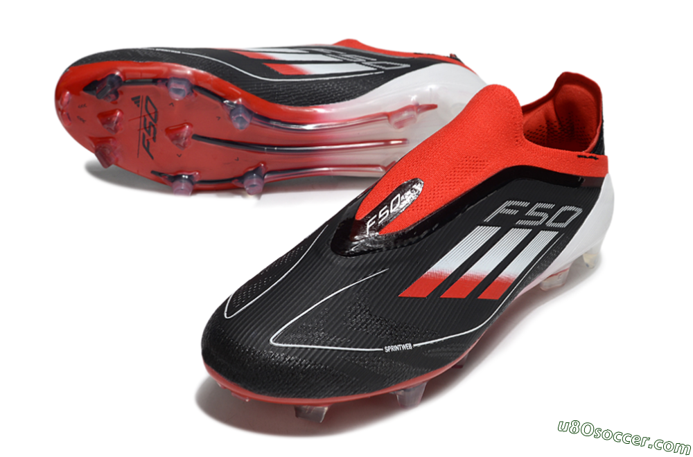 Adidas F50 Elite Laceless FG Firm Ground Soccer Cleats - Black/Red/Silver 3