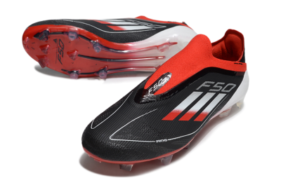 Adidas F50 Elite Laceless FG Firm Ground Soccer Cleats - Black/Red/Silver