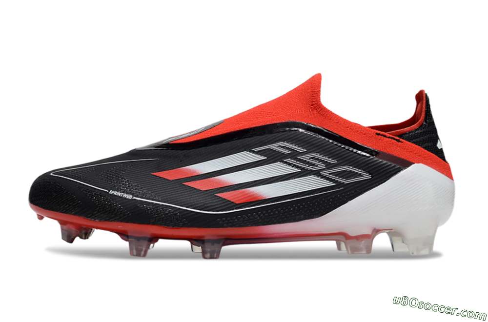 Adidas F50 Elite Laceless FG Firm Ground Soccer Cleats - Black/Red/Silver 2