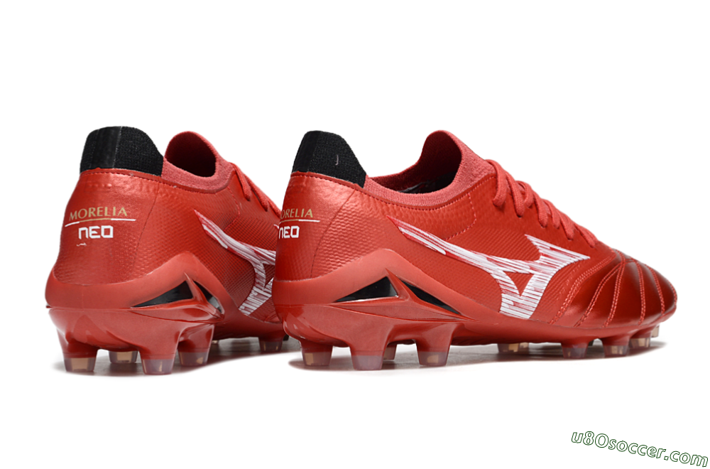 Mizuno Morelia Neo 4 FG Firm Ground Soccer Cleats - Red/White/Black 6