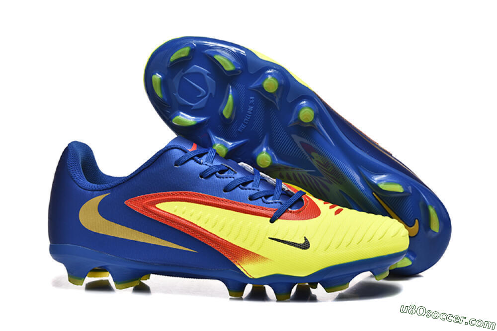 Nike Phantom 6 Elite Low FG Firm Ground Soccer Cleats - Yellow/Blue/Gold 1