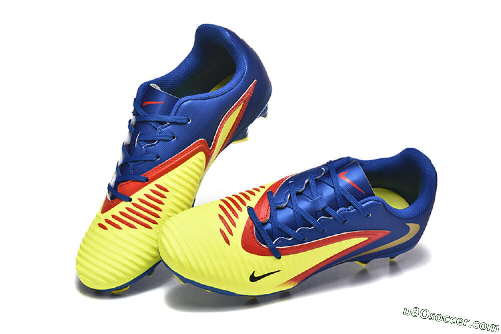 Nike Phantom 6 Elite Low FG Firm Ground Soccer Cleats - Yellow/Blue/Gold 6