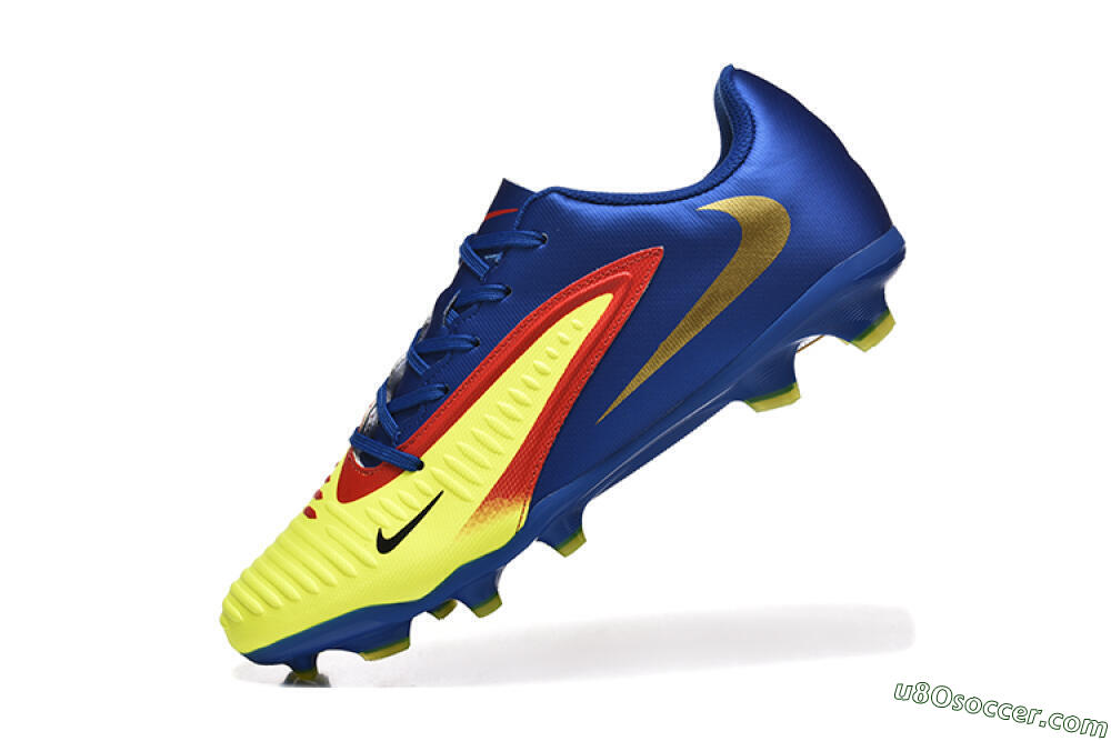 Nike Phantom 6 Elite Low FG Firm Ground Soccer Cleats - Yellow/Blue/Gold 8