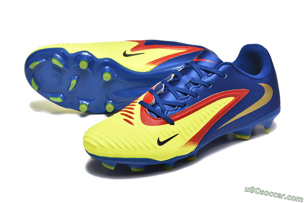 Nike Phantom 6 Elite Low FG Firm Ground Soccer Cleats - Yellow/Blue/Gold 3