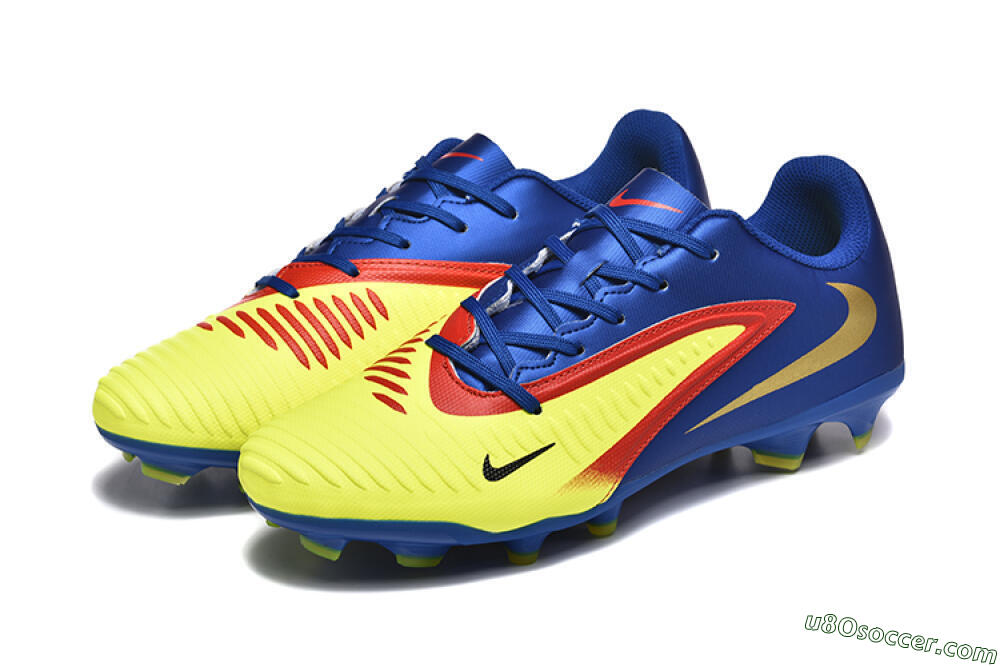 Nike Phantom 6 Elite Low FG Firm Ground Soccer Cleats - Yellow/Blue/Gold 5