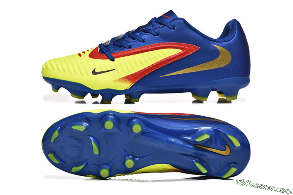Nike Phantom 6 Elite Low FG Firm Ground Soccer Cleats - Yellow/Blue/Gold 0