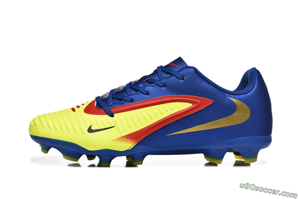 Nike Phantom 6 Elite Low FG Firm Ground Soccer Cleats - Yellow/Blue/Gold 2
