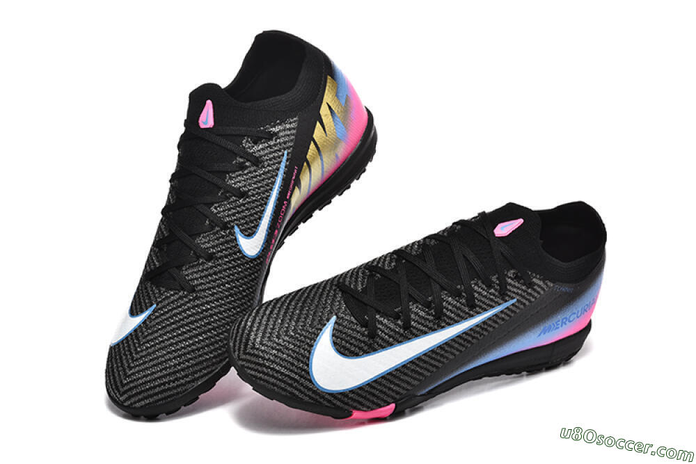 Nike Air Zoom Mercurial Vapor 15 Elite TF Artificial Turf Soccer Shoes - Black/White/Blue/Pink 6