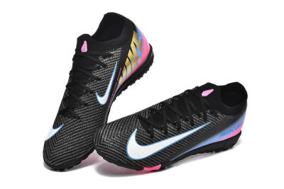 Nike Air Zoom Mercurial Vapor 15 Elite TF Artificial Turf Soccer Shoes - Black/White/Blue/Pink