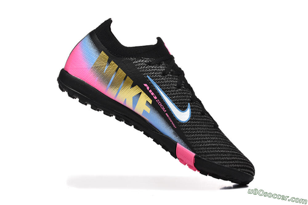 Nike Air Zoom Mercurial Vapor 15 Elite TF Artificial Turf Soccer Shoes - Black/White/Blue/Pink 7