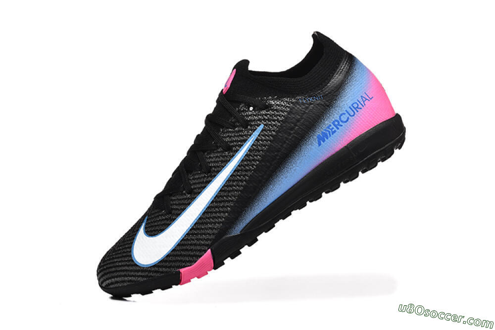 Nike Air Zoom Mercurial Vapor 15 Elite TF Artificial Turf Soccer Shoes - Black/White/Blue/Pink 8