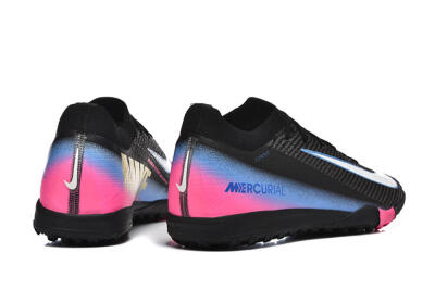 Nike Air Zoom Mercurial Vapor 15 Elite TF Artificial Turf Soccer Shoes - Black/White/Blue/Pink