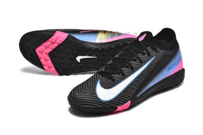 Nike Air Zoom Mercurial Vapor 15 Elite TF Artificial Turf Soccer Shoes - Black/White/Blue/Pink