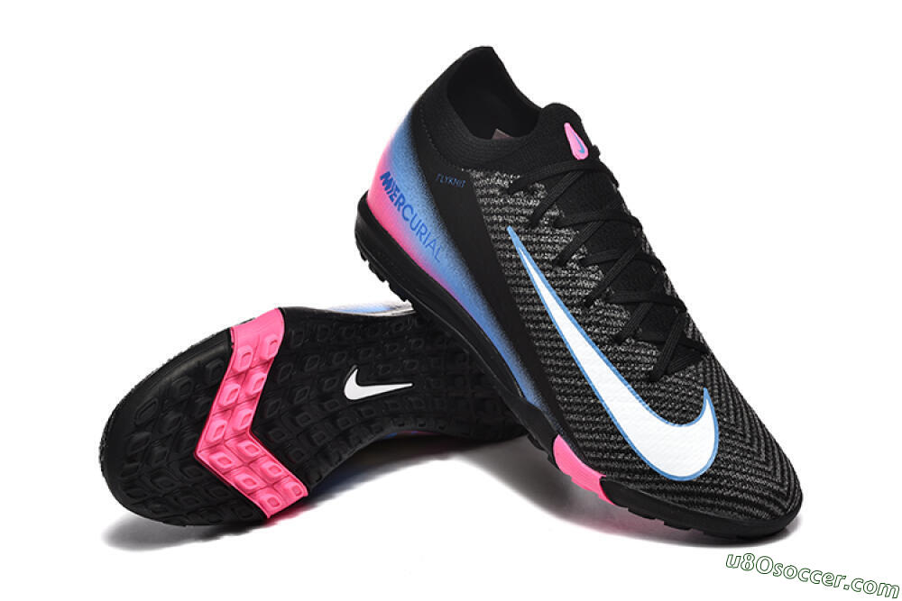 Nike Air Zoom Mercurial Vapor 15 Elite TF Artificial Turf Soccer Shoes - Black/White/Blue/Pink 4
