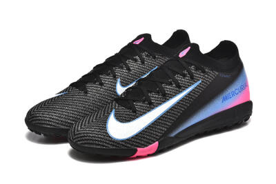 Nike Air Zoom Mercurial Vapor 15 Elite TF Artificial Turf Soccer Shoes - Black/White/Blue/Pink