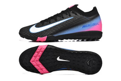 Nike Air Zoom Mercurial Vapor 15 Elite TF Artificial Turf Soccer Shoes - Black/White/Blue/Pink