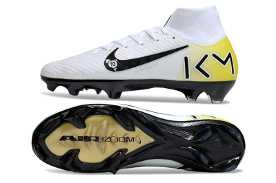 KM x Nike Air Zoom Mercurial Superfly 10 Elite FG Firm Ground Soccer Cleats - White/Black/Yellow