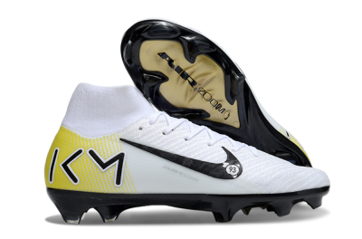 KM x Nike Air Zoom Mercurial Superfly 10 Elite FG Firm Ground Soccer Cleats - White/Black/Yellow