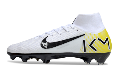 KM x Nike Air Zoom Mercurial Superfly 10 Elite FG Firm Ground Soccer Cleats - White/Black/Yellow
