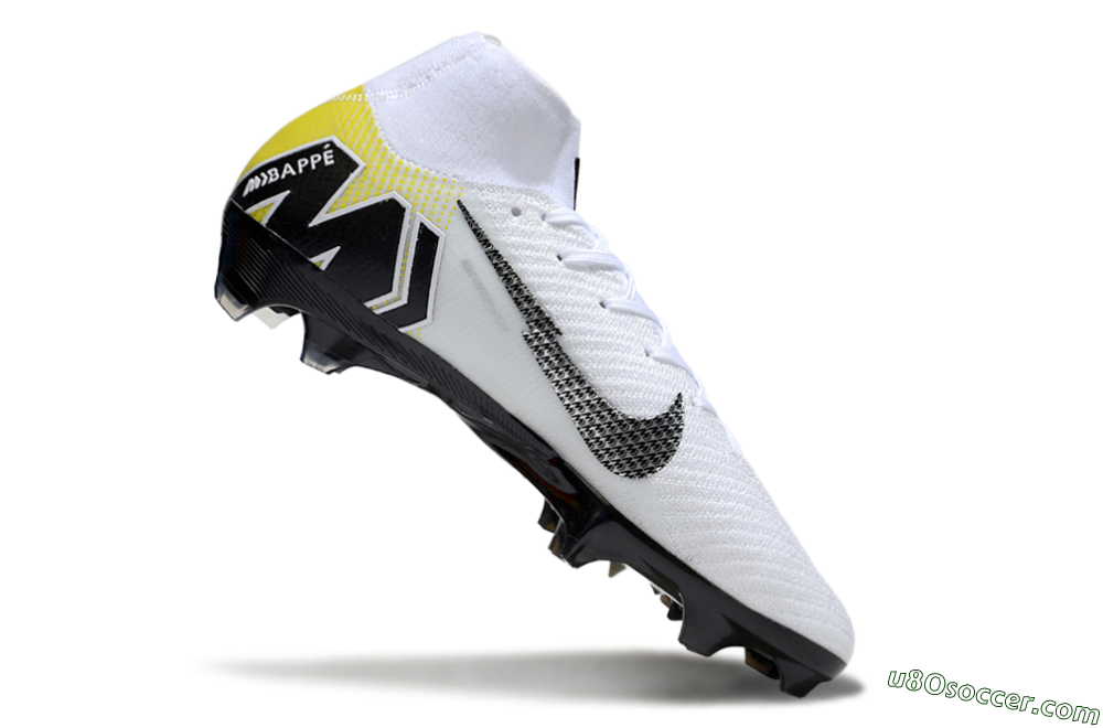 KM x Nike Air Zoom Mercurial Superfly 10 Elite FG Firm Ground Soccer Cleats - White/Black/Yellow 4