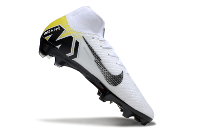 KM x Nike Air Zoom Mercurial Superfly 10 Elite FG Firm Ground Soccer Cleats - White/Black/Yellow