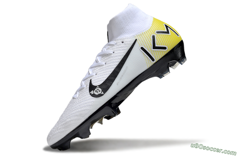 KM x Nike Air Zoom Mercurial Superfly 10 Elite FG Firm Ground Soccer Cleats - White/Black/Yellow 5