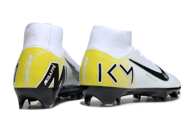 KM x Nike Air Zoom Mercurial Superfly 10 Elite FG Firm Ground Soccer Cleats - White/Black/Yellow