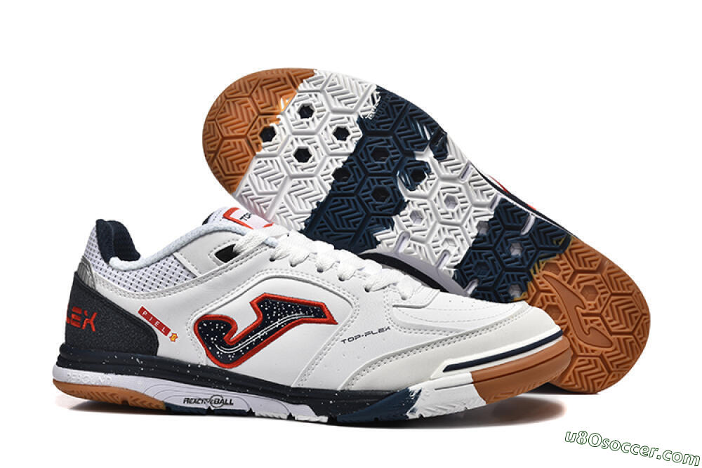 Joma Top Flex IC Indoor & Futsal Soccer Shoes - White/Red/Black 1