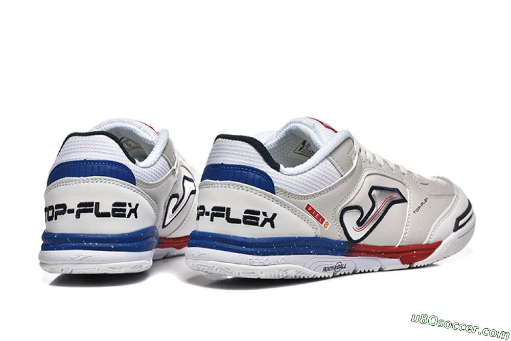 Joma Top Flex IC Indoor & Futsal Soccer Shoes - White/Red/Blue 9