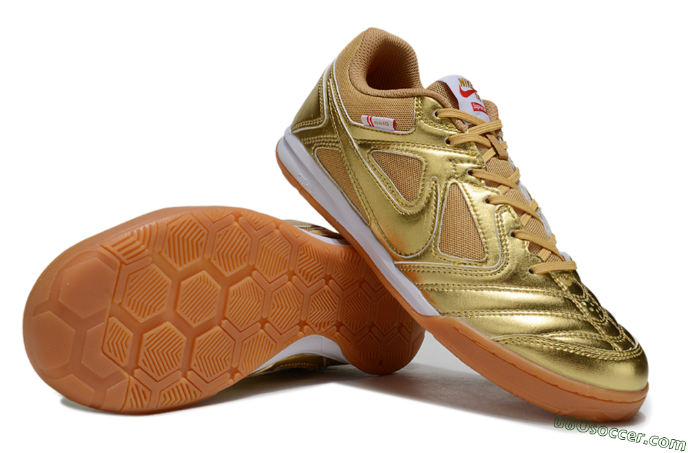 Supreme x Nike SB Gato IC Indoor & Futsal Soccer Shoes - Gold/White/Brown 0