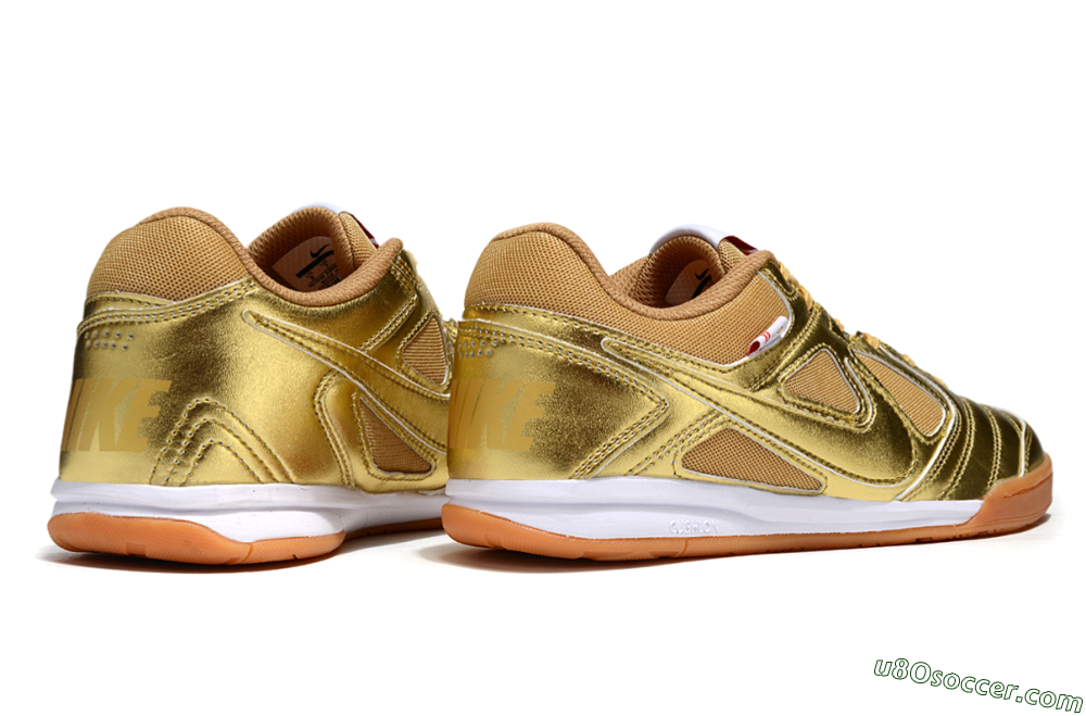 Supreme x Nike SB Gato IC Indoor & Futsal Soccer Shoes - Gold/White/Brown 6