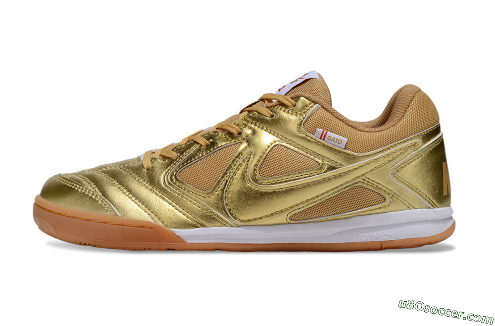Supreme x Nike SB Gato IC Indoor & Futsal Soccer Shoes - Gold/White/Brown 2