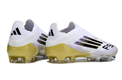 Adidas F50 Elite Laceless FG Firm Ground Soccer Cleats - White/Purple/Black/Gold