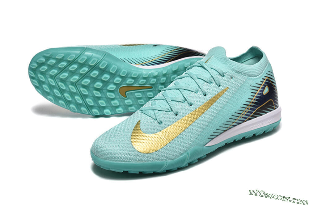 Nike Air Zoom Mercurial Vapor 16 Elite TF Artificial Turf Soccer Shoes - Jade/Gold/Black 3