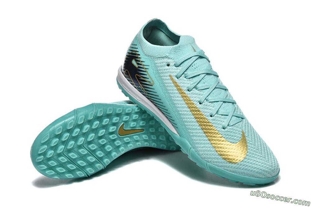 Nike Air Zoom Mercurial Vapor 16 Elite TF Artificial Turf Soccer Shoes - Jade/Gold/Black 4
