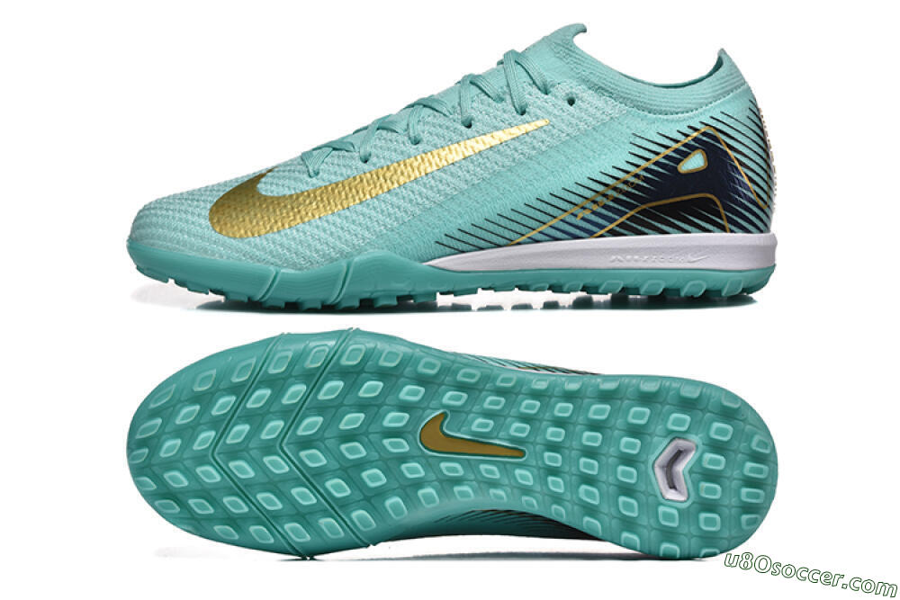 Nike Air Zoom Mercurial Vapor 16 Elite TF Artificial Turf Soccer Shoes - Jade/Gold/Black 0