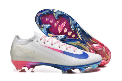 Nike Air Zoom Mercurial Vapor 16 Elite FG Firm Ground Soccer Cleats - White/Blue/Pink