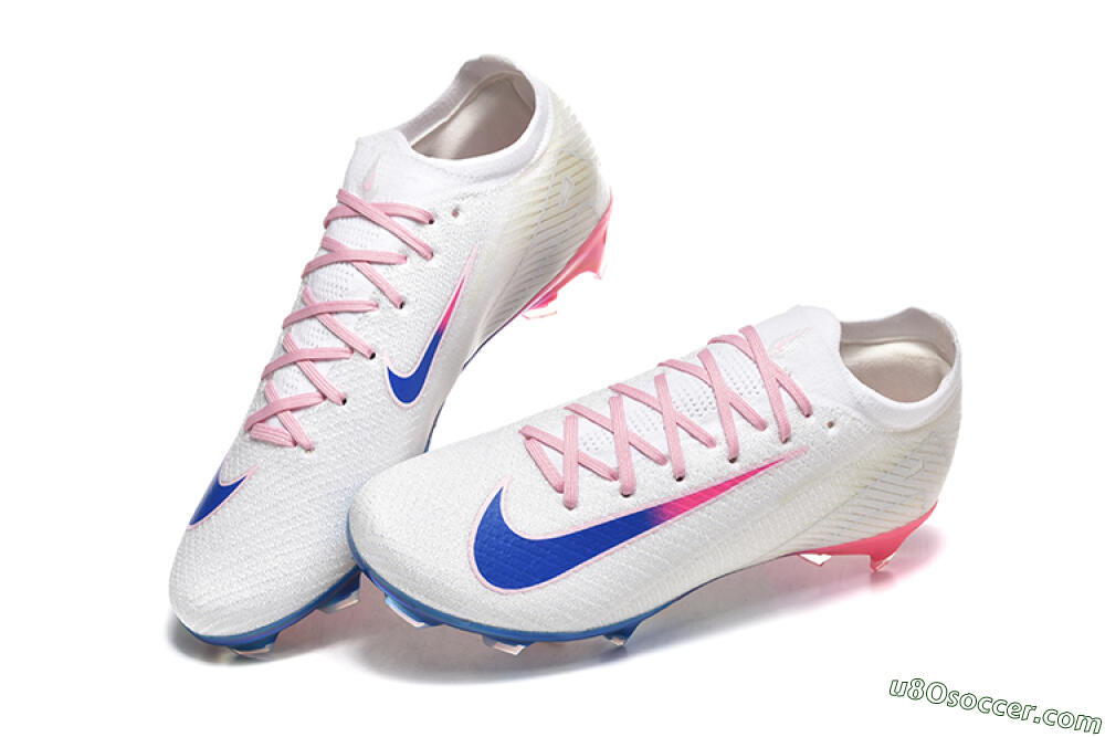 Nike Air Zoom Mercurial Vapor 16 Elite FG Firm Ground Soccer Cleats - White/Blue/Pink 6