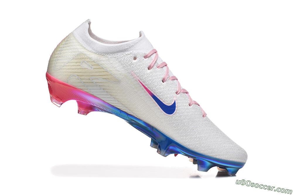 Nike Air Zoom Mercurial Vapor 16 Elite FG Firm Ground Soccer Cleats - White/Blue/Pink 7