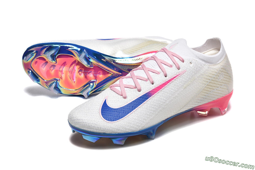 Nike Air Zoom Mercurial Vapor 16 Elite FG Firm Ground Soccer Cleats - White/Blue/Pink 3