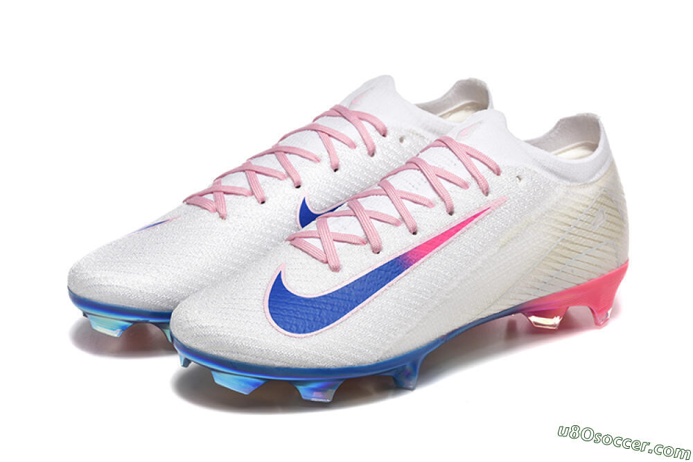 Nike Air Zoom Mercurial Vapor 16 Elite FG Firm Ground Soccer Cleats - White/Blue/Pink 5
