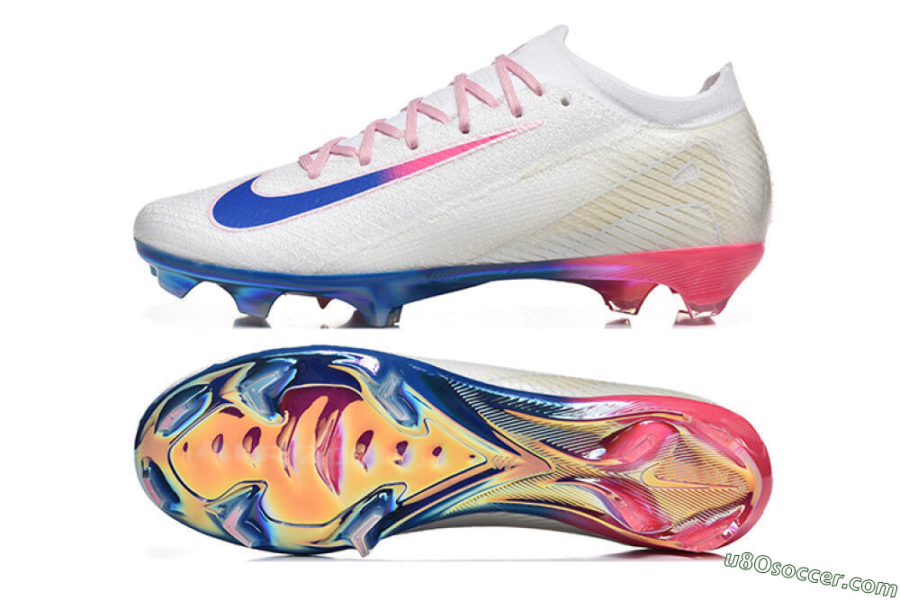 Nike Air Zoom Mercurial Vapor 16 Elite FG Firm Ground Soccer Cleats - White/Blue/Pink 0