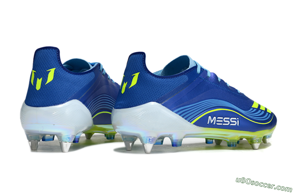 Messi x Adidas F50 Elite SG Soft Ground Soccer Cleats - Blue/Yellow/White 6