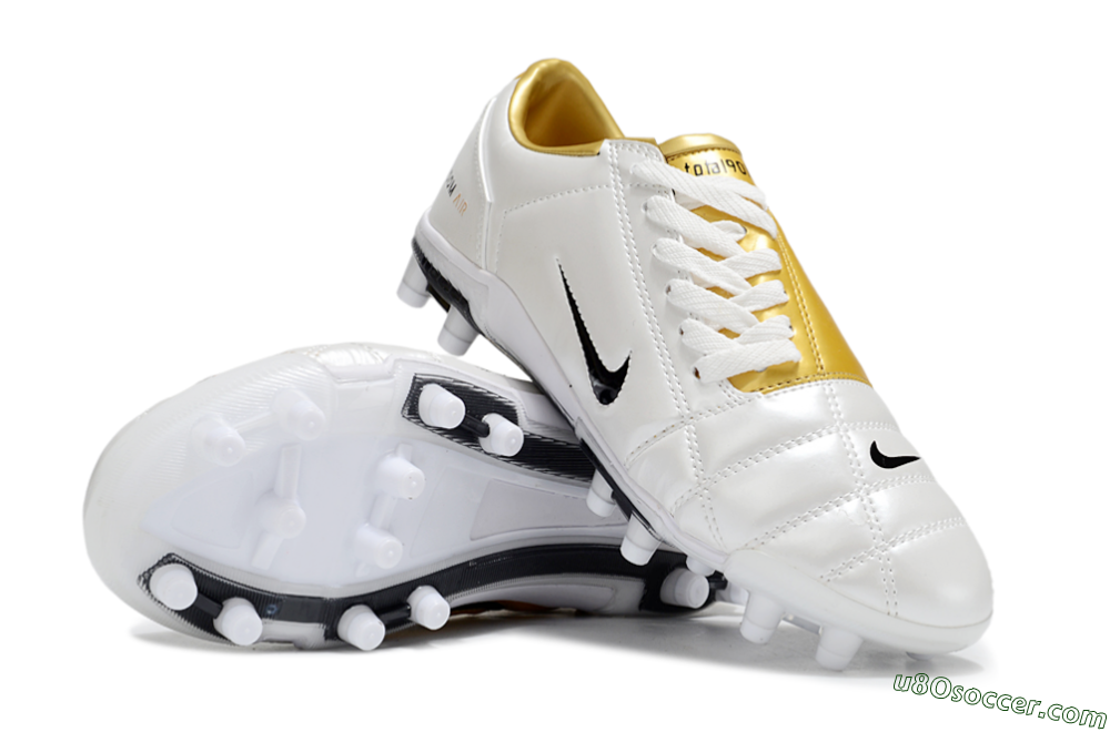 Nike Air Zoom Total 90 III FG Firm Ground Soccer Cleats - White/Black/Gold 3