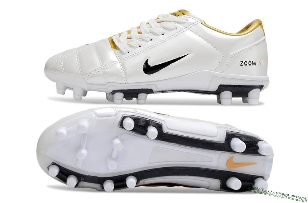 Nike Air Zoom Total 90 III FG Firm Ground Soccer Cleats - White/Black/Gold 0