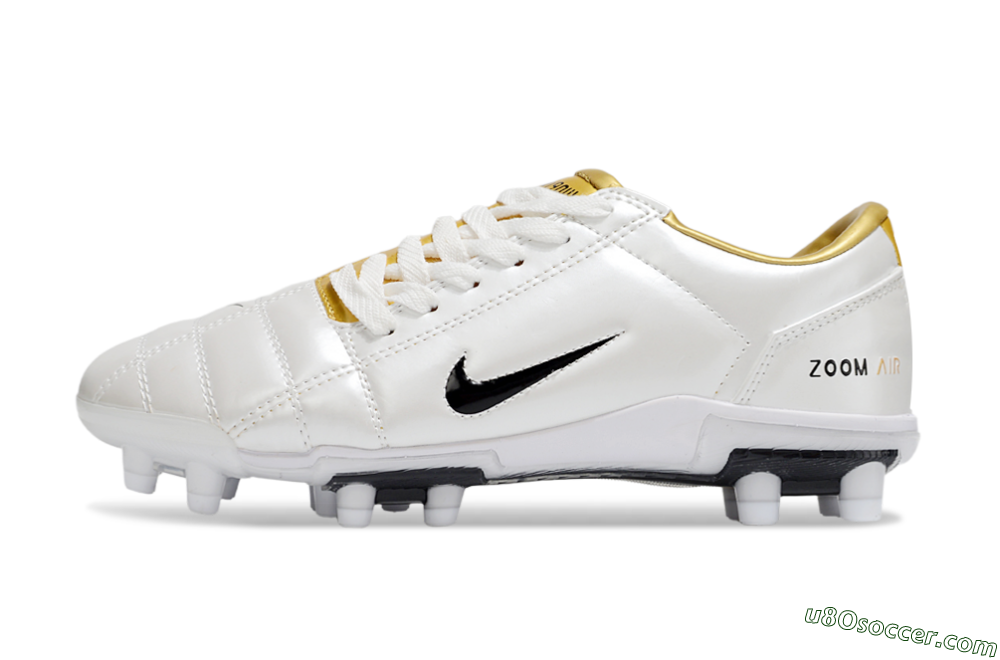 Nike Air Zoom Total 90 III FG Firm Ground Soccer Cleats - White/Black/Gold 2