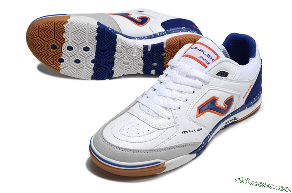 Joma Top Flex IC Indoor & Futsal Soccer Shoes - White/Blue/Red 3