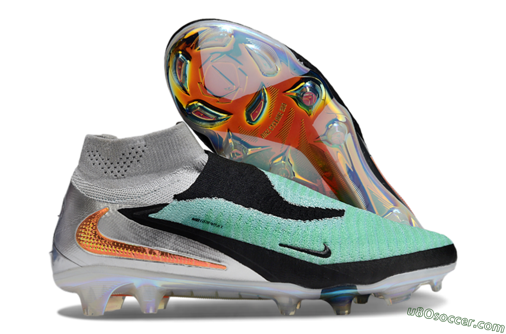 Nike Phantom 6 Elite High FG Firm Ground Soccer Cleats - Jade/Black/Silver/Gold 1